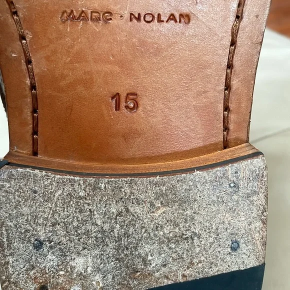 Marc Nolan Brown Lincoln Leather Croc Texture Trim Cap Toe Shoes, Size 15 - Picture 3 of 10